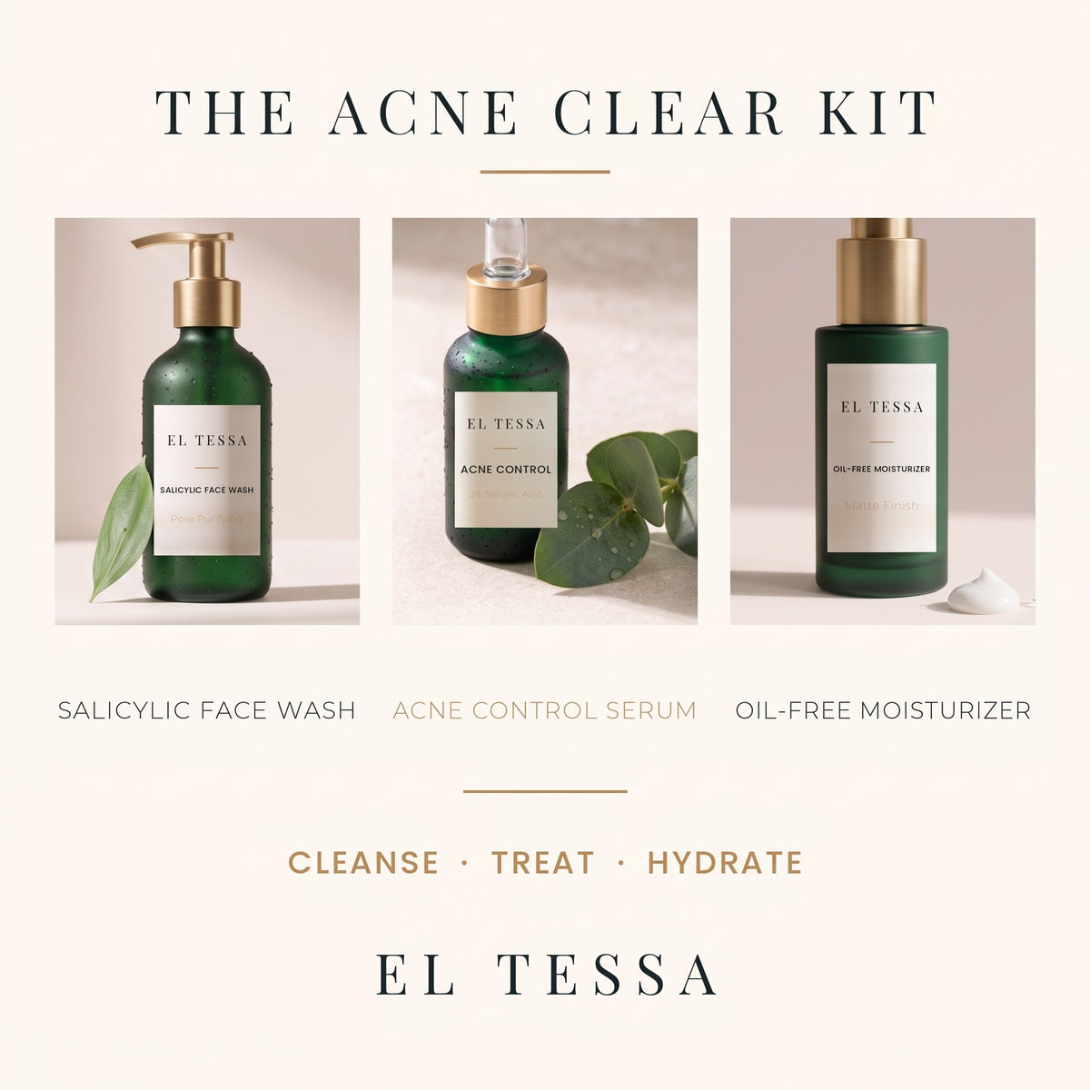 EL TESSA Acne Clear Kit - 3-Step Acne Routine