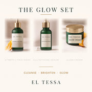 Glowing skin kit from EL TESSA: Vitamin C Face Wash, Glutathione Serum and Glow Cream with orange slices