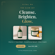 VITA Glow Set — Vitamin C face wash, Glutathione serum and Glow Cream for brighter, even skin tone